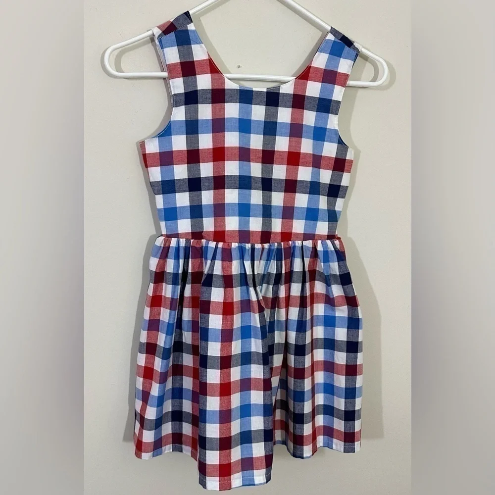 Cat & Jack sz  7 - 8. Dress in red, white and blue plaid fit an flair